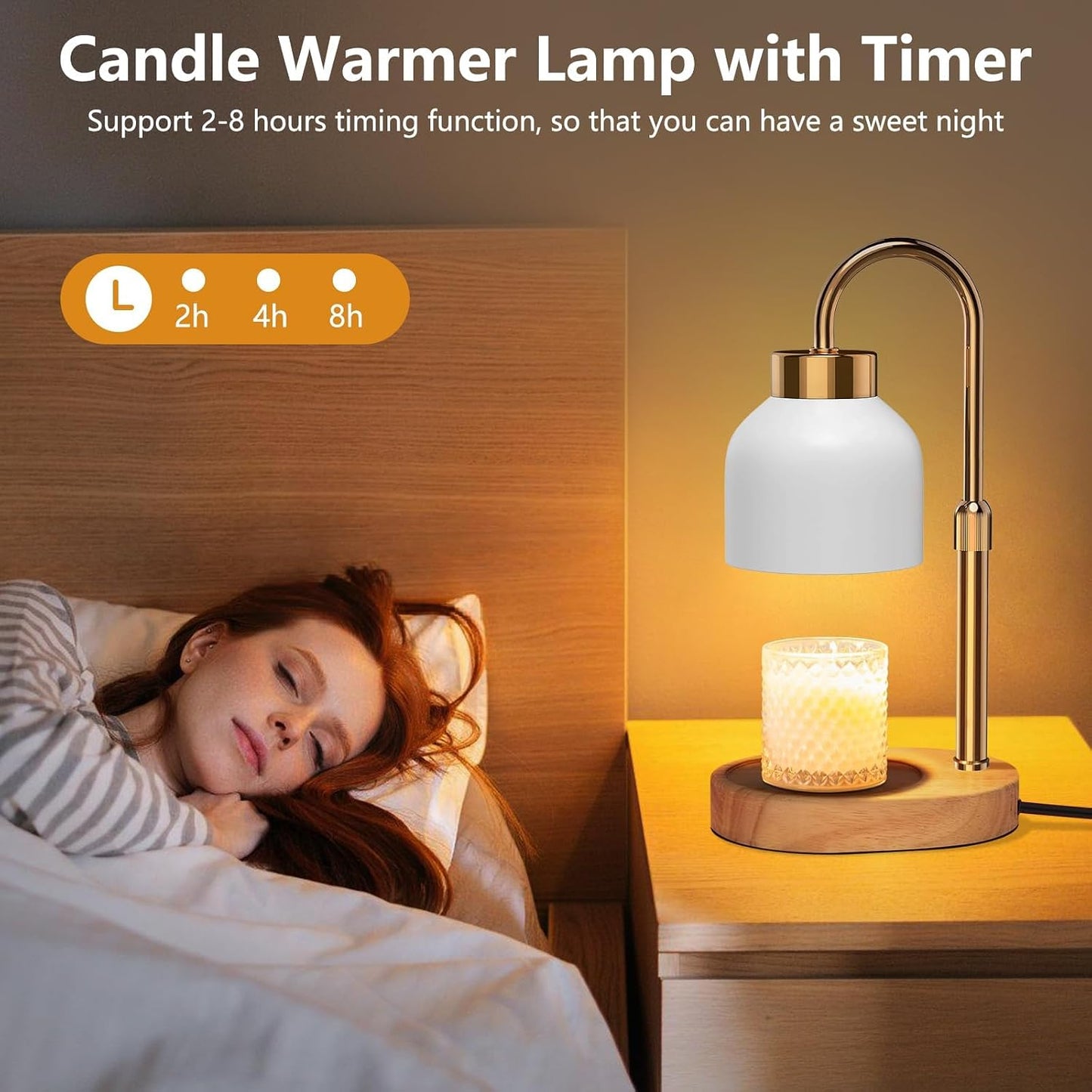Candle Warmer Lamp with Timer Dimmer, Height & Brightness Adjustable | Black Electric Wax Warmer for Women Mom, Christmas & Birthday Gift, House Warming Gift New Home Decor