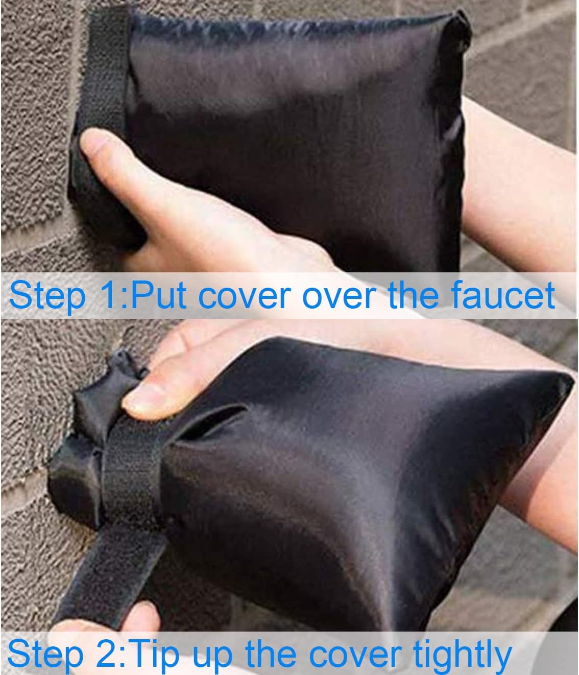 Outdoor Faucet Covers for Winter Freeze Protection, Upgraded Thicken 8.5" H x 6.1" W Outside Garden Faucet Socks for Winter Waterproof Reusable Hose Bibs Insulated Spigot Cover, 2 Pack Black