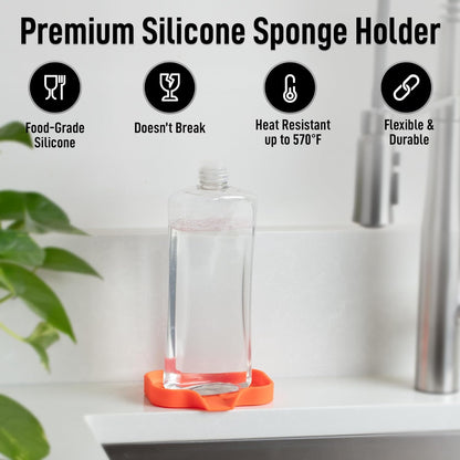 Zulay Kitchen (9x3.5in) Sponge Holder for Kitchen Sink - Flexible Heavy-Duty Multipurpose Sink Caddy - Counter Organizer for Kitchen, Bathroom, Makeup, Trinkets & More! (Grey)
