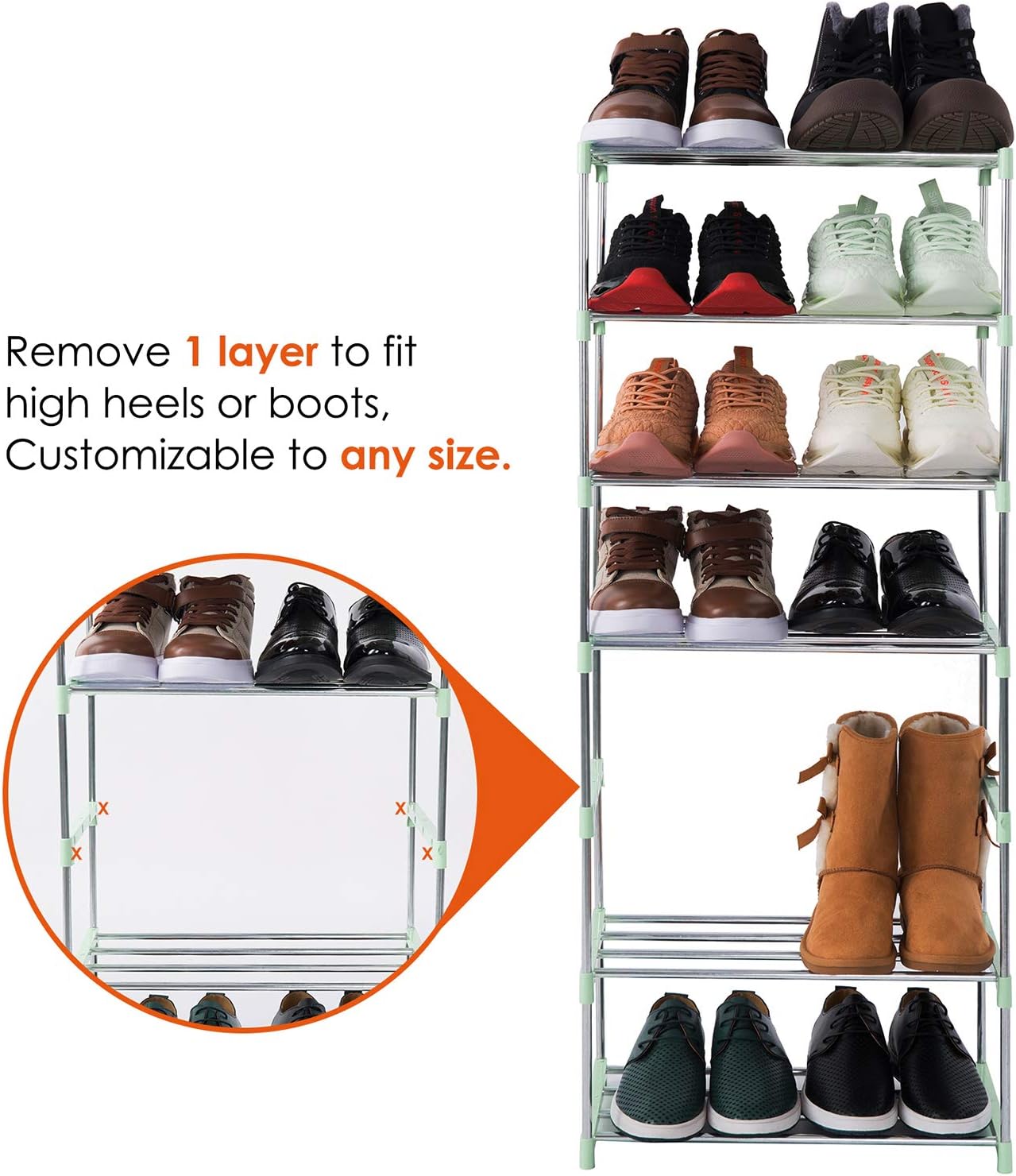 3-Tier Stackable Small Shoe Rack, Lightweight Shoe Shelf Storage Organizer for Entryway, Hallway and Closet(Black)