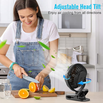 BESKAR Clip on Fan, Portable Small Desk Fans with Strong Airflow, 3 Speeds with Personal Fans Sturdy Clamp, Quiet Desk Fan & Clip Fan with USB Cord Powered - No Battery