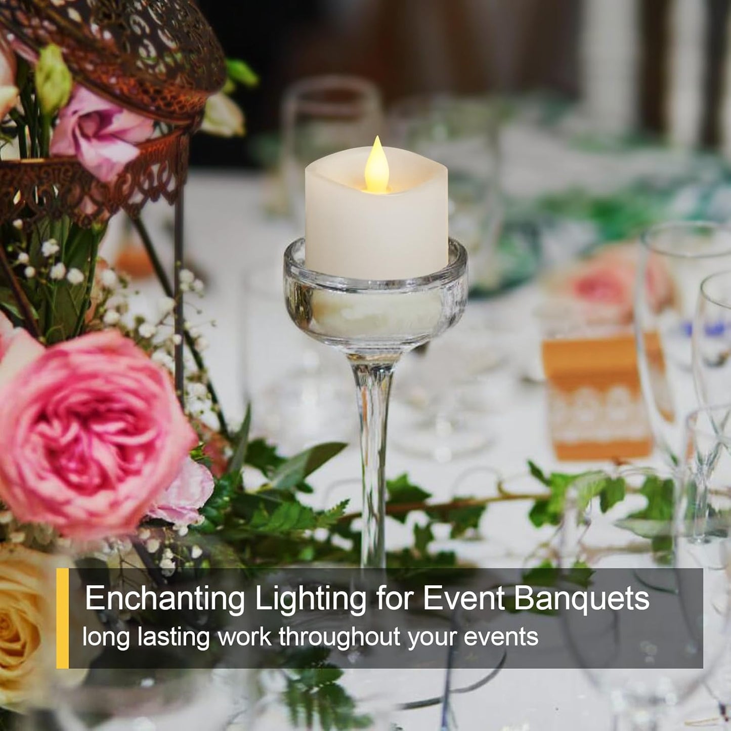 3x3 Flameless Candles with Remote Set of 2, 3 inch Battery Candles Flickering with Timer, LED Pillar Candle for Indoor/Outdoor, White