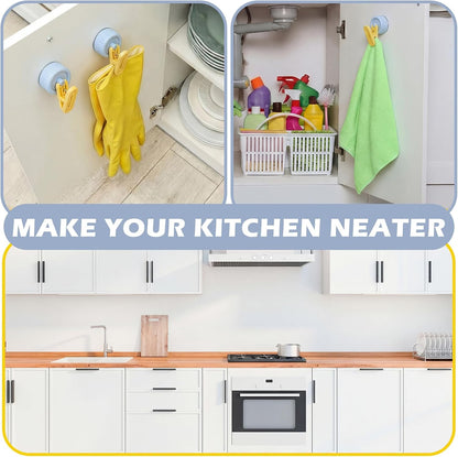 Geelin Dish Glove Clip with Suction Cup Easy Install Removable Transparent Plastic Wall Mounted Hook for Kitchen Use Space-Saving Washable Design for Dish Gloves Towels(2 Pcs)