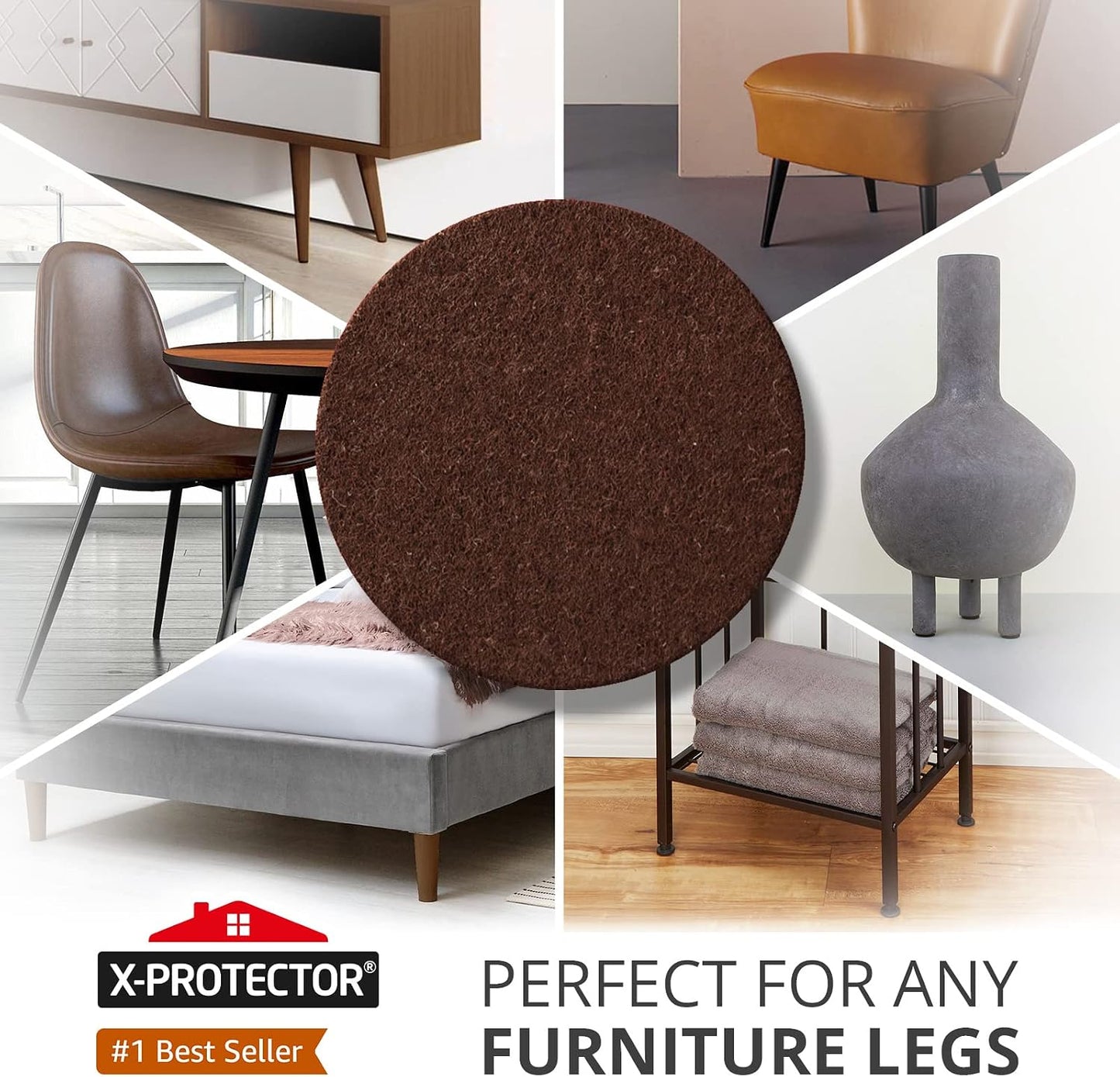 X-Protector Premium Felt Furniture Pads - 20 PCS 6 x 1/2" - Black Rectangular Pads with Tenacious Adhesive - Protects Hardwood, Laminate & Tile Floors