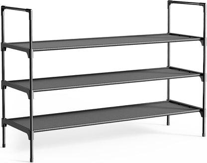 Kitsure Shoe Rack - 3-Tier Shoe Organizer, Shoe Rack for Closet, Entryway, Bedroom, Easy- Assembly Storage Shelf with Side Handles, 27.6" Wide - 3 Tiers, Grey