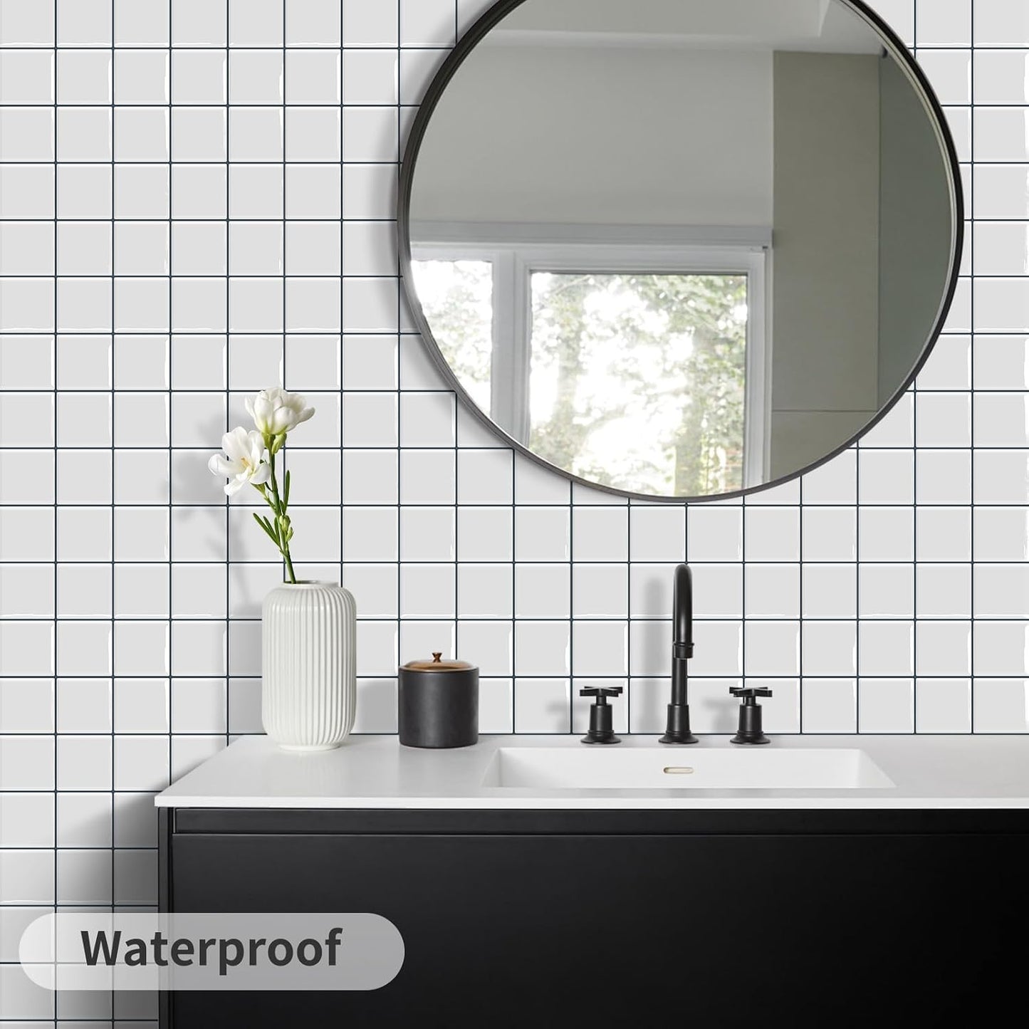 DEWOO Colorful Peel and Stick Backsplash Tiles Kitchen Bathroom Square Self Adhesive Wall Tile Checkered Stickers,Multicolor (10-Sheet, 12"×12")