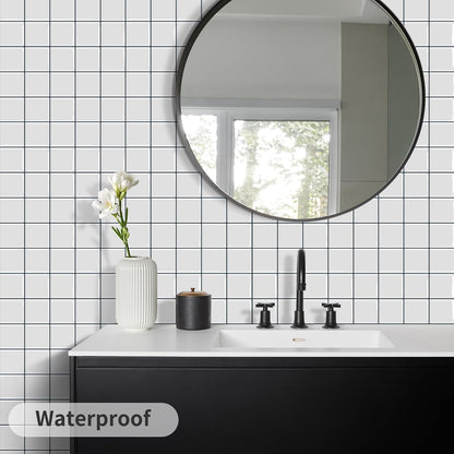 DEWOO Colorful Peel and Stick Backsplash Tiles Kitchen Bathroom Square Self Adhesive Wall Tile Checkered Stickers,Multicolor (10-Sheet, 12"×12")