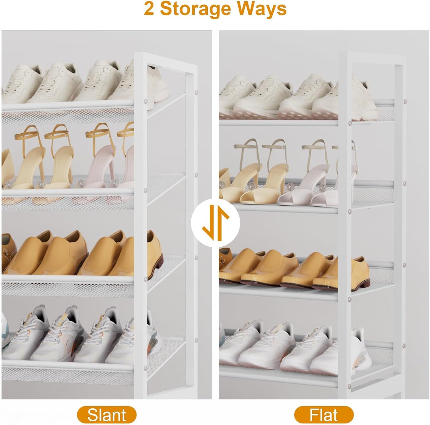 Large Shoe Rack 8 Tier Shoe Organizer, Heavy Duty Metal 4-Tier Stackable Shoe Storage Vertical Shoe Rack for Closet Front Door Entrance, Up to 50 Pairs, 44.8" W x 11.4" D x 56.7" H, Black