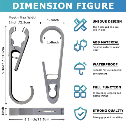 Laundry Hooks with Clips Hanger Closet Organizer Clamps Socks Boot Bras Towels for Bathroom Wardrobe Kitchen Office 4Pcs (White)