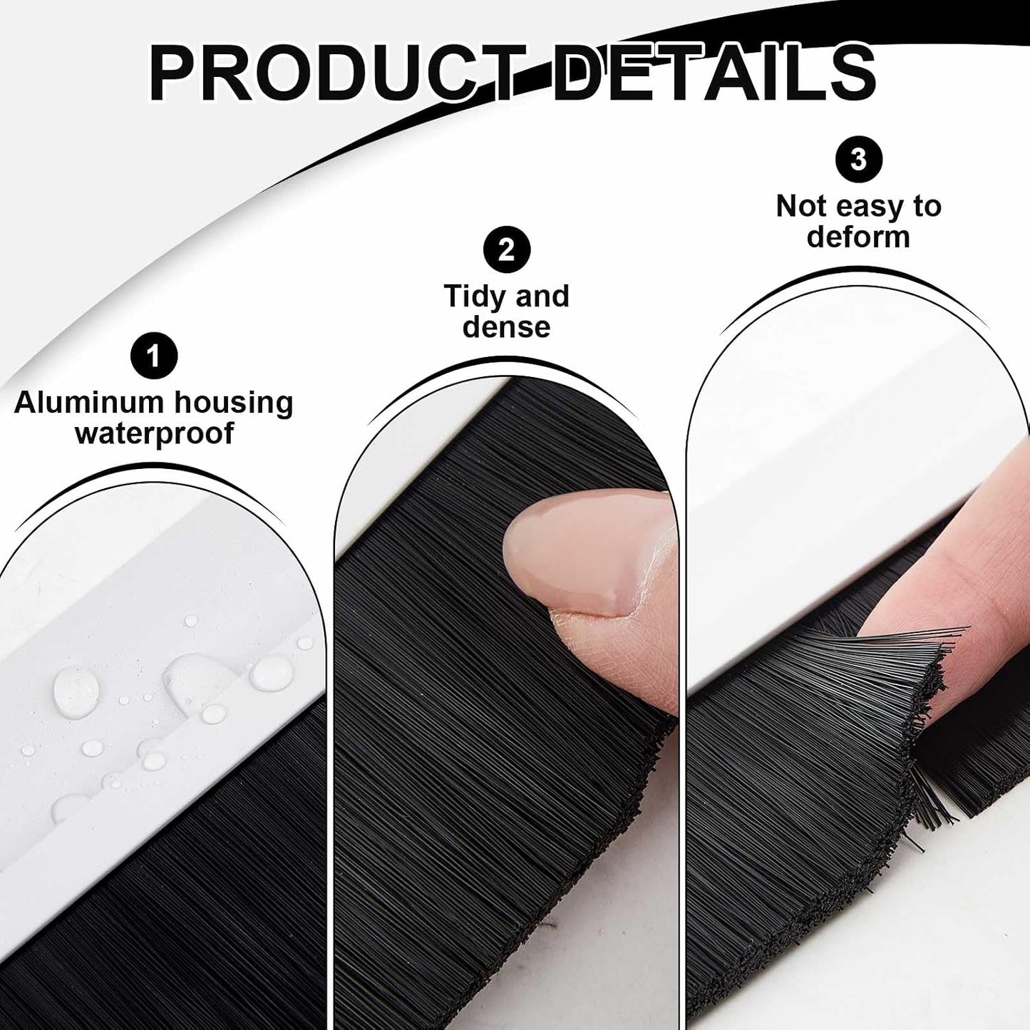 Frienda 2 Set Door Brush Bottom Sweep Brush Weather Stripping Aluminum Door Seal with Screws for Gaps up to 1 Inch, for Home, Commercial Gate, Fill Gaps Dust, Debris (1 x 36 Inch,Gray)