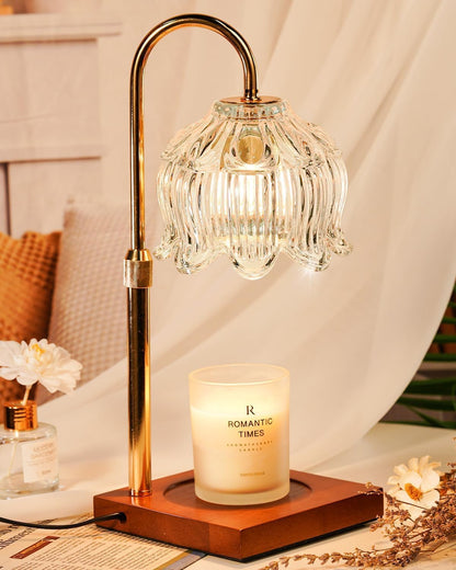 Funistree Flower Candle Warmer Lamp with Timer & Dimmer, Adjustable Height Candle Warmer, Christmas Birthday Gifts for Women Mom, House Warming New Home Decor, Wax Warmer with 2 Bulbs for Jar Candles
