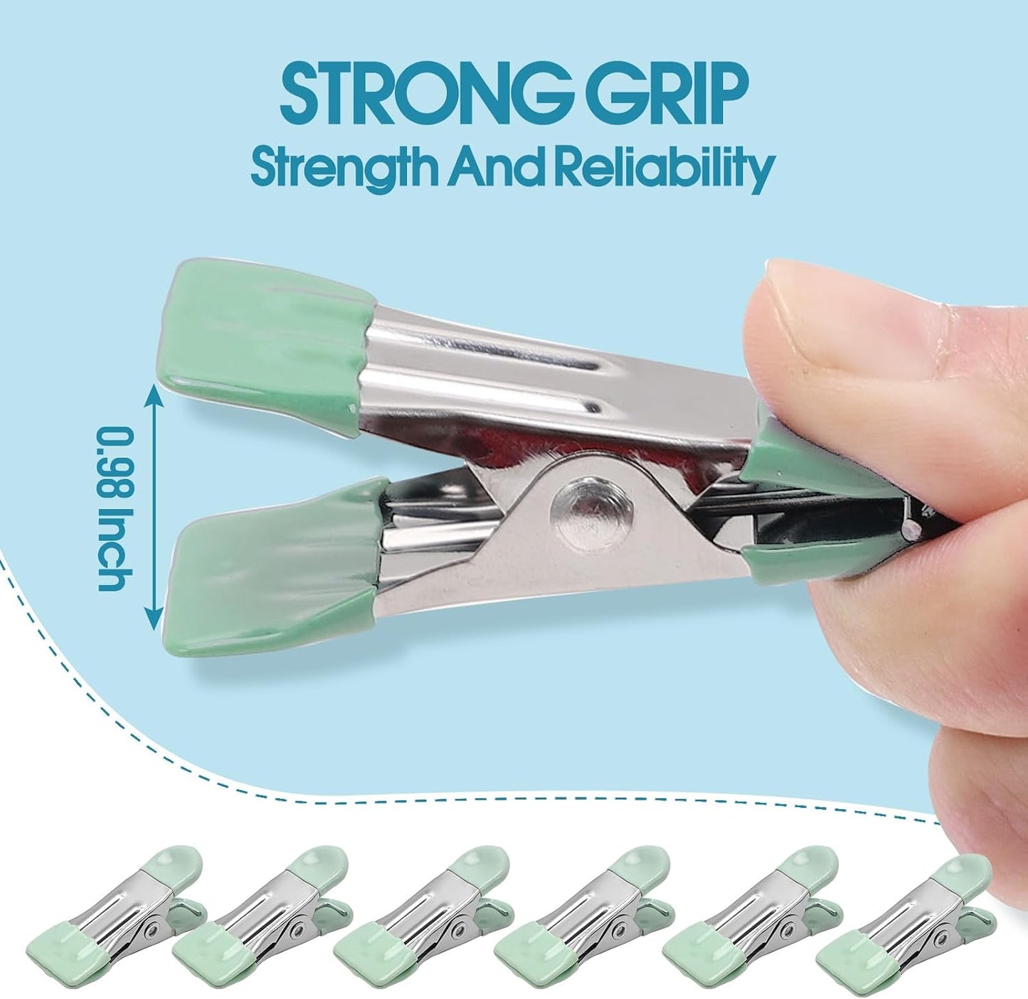 Clothes Pins Heavy Duty, 30 Pack, 2.17 Inch Metal Chip Clips, Clothespins for Photo Drying Clothesline Laundry Sock, Bag Clips for Food Kitchen Stainless Steel with Rubber, 6 Colors