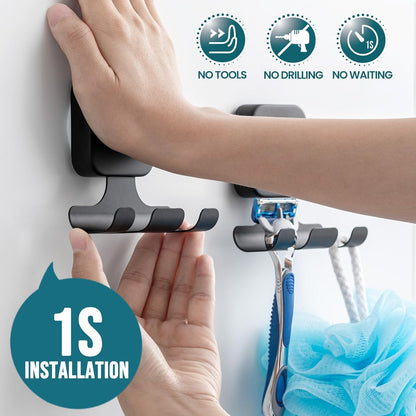 TAILI Suction Cup Razor Holder in Shower 2 Pack, Towel, Loofah, Shaver Holder for Bathroom Wall, Powerful Suction Cup Shower Hooks, Easy to Install and Reuse, White