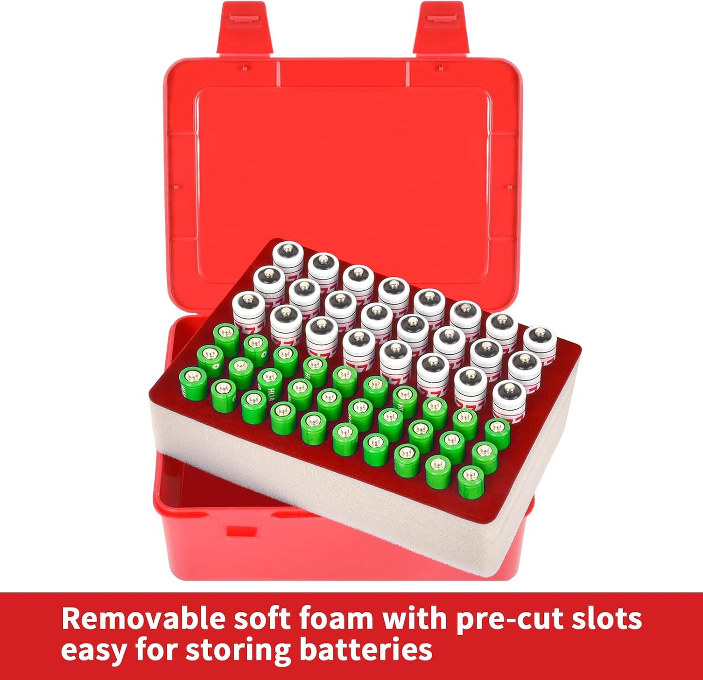 FULLCASE Battery Organizer Storage Case with Tester,Holds 18 AA & 18 AAA Batteries