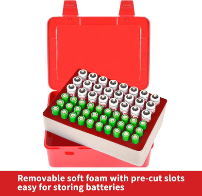 FULLCASE Battery Organizer Storage Case with Tester,Holds 18 AA & 18 AAA Batteries