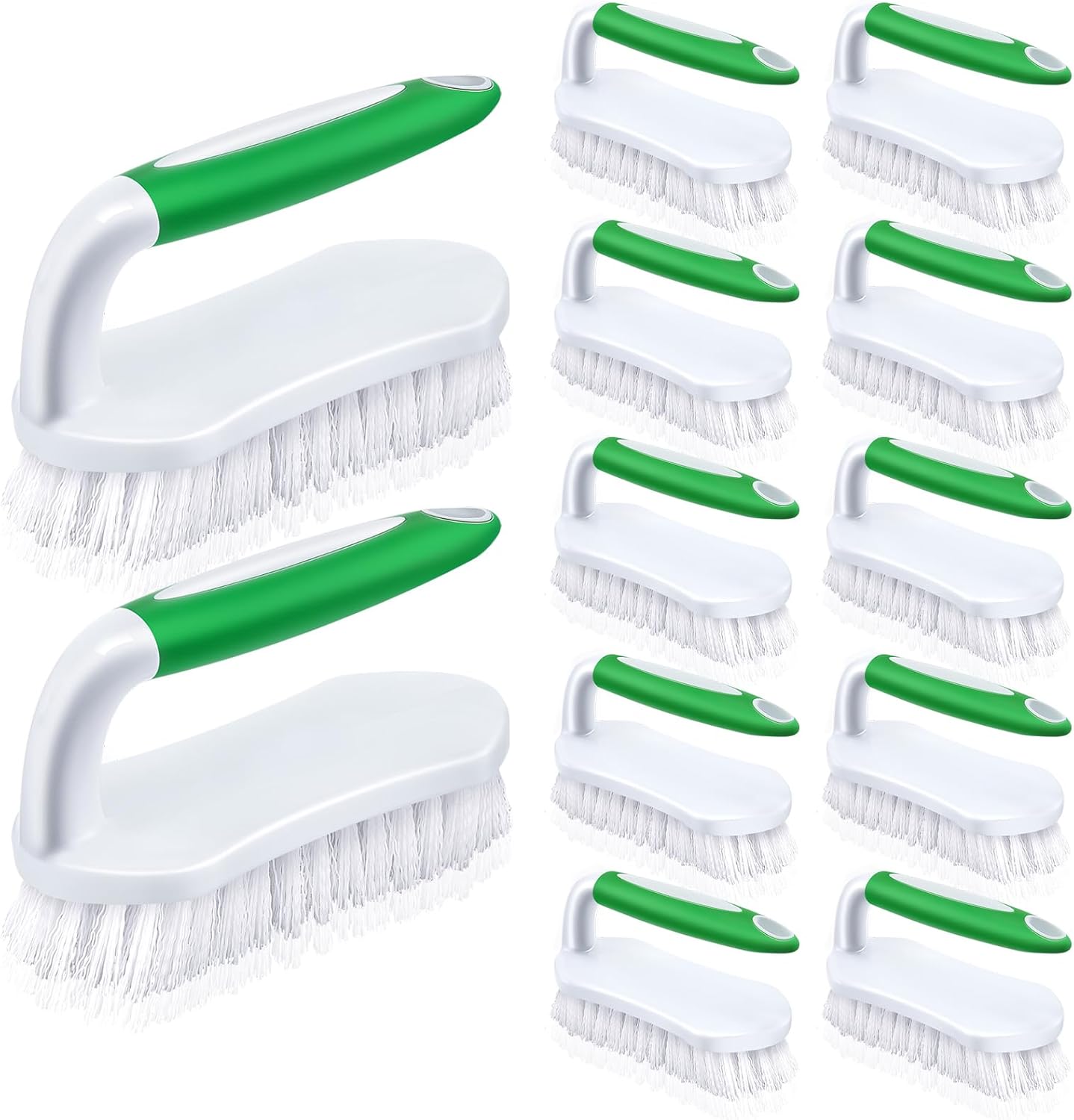 Lallisa 12 Pcs Scrub Brush for Cleaning with Handle Comfortable to Grip Heavy-Duty Flexible Stiff Bristles Scrubber Brushes Bulk for Shower Bathroom Carpet Kitchen Floor Tiles (Gray)
