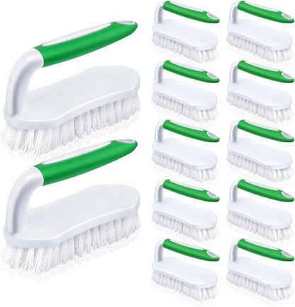 Lallisa 12 Pcs Scrub Brush for Cleaning with Handle Comfortable to Grip Heavy-Duty Flexible Stiff Bristles Scrubber Brushes Bulk for Shower Bathroom Carpet Kitchen Floor Tiles (Gray)