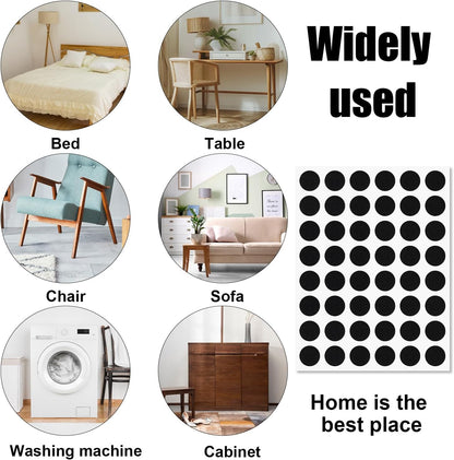 96pcs Felt Pads for Cabinet Door, 1.3cm/1/2in Round Thick Quite Small Cupboard Bumpers Self Adhesive Sticky Felt Dots Furniture Tools for Kitchen Furniture Floor Drawers Table Chair Legs Feet (Black)