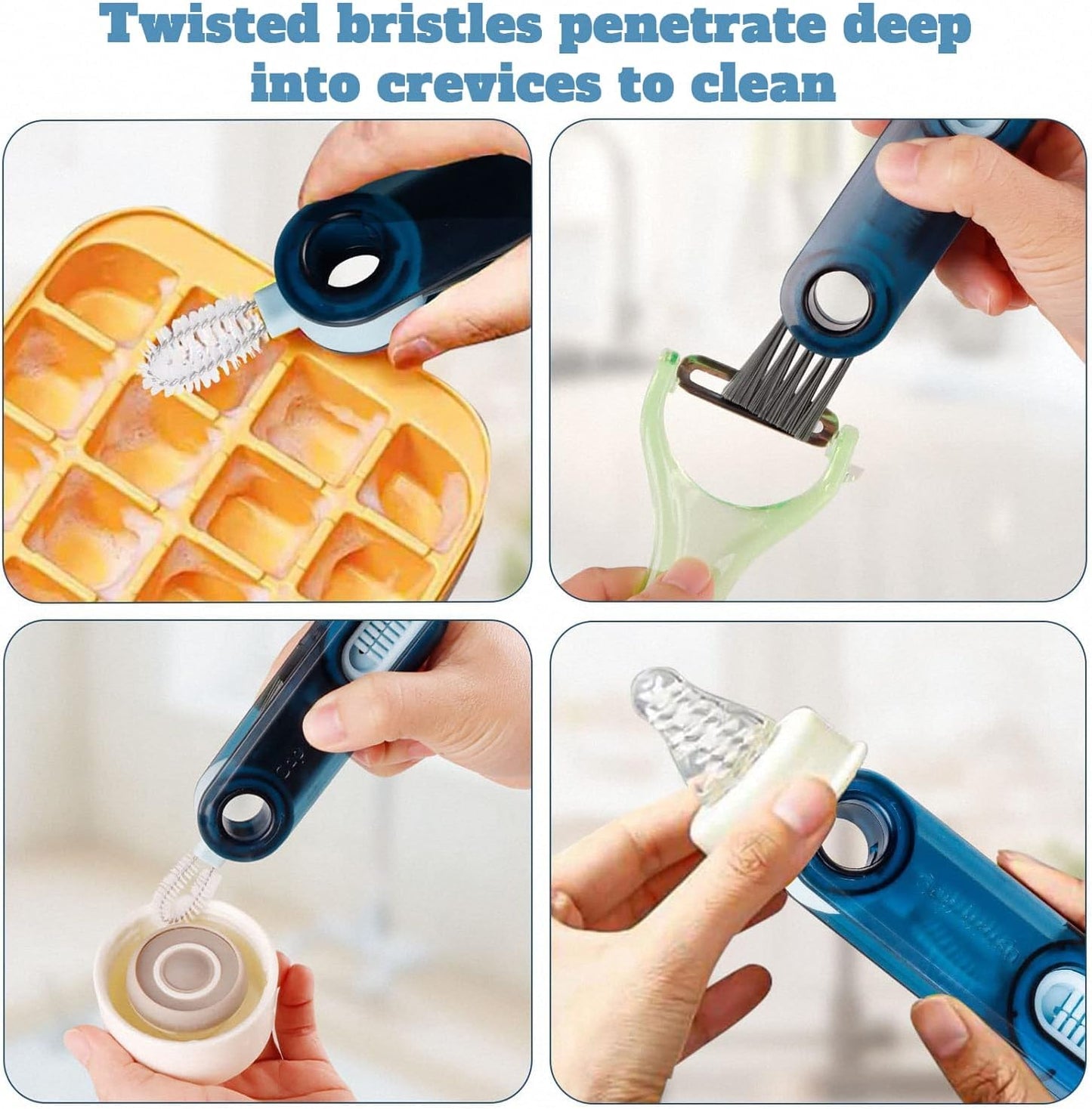 OxiTa 3 in 1 Cup Lid Gap Cleaning Brush Set (3Pcs), Multifunctional Insulation Bottle Cleaning Tools, Multipurpose Bottle Gap Cleaner Brush, Water Bottle Cleaner Brush,Home Kitchen Cleaning Tools