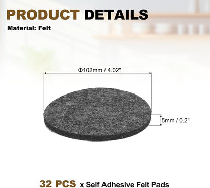 uxcell 32Pcs Non Slip Furniture Pads, 3" Round Self Adhesive Felt Bumpers Noise Reducing Furniture Feet Floor Protector for Chairs Tables Furniture Legs (White 0.2" Thick) - Colors A