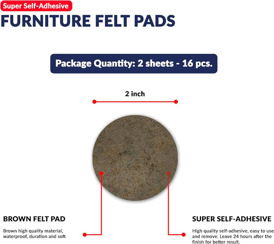 Furniture Felt Pads Brown 144 Pcs Strong Self Adhesive Protectors for Hardwood Floors Laminate Flooring Furniture Feet Chair Legs Table Cabinet Couch Non Scratch Peel Stick Felt Pad Set for All Floors