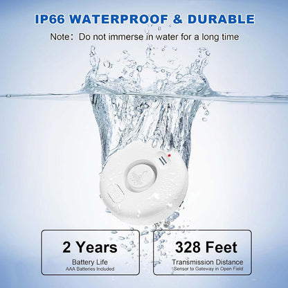 WiFi Water Leak Detectors 5 Pack, 120dB Adjustable Loud Water Leak Sensor, Wireless Wi-Fi Water Leak & Drip Alarm, App Alerts, 5 Water Alarm Sensors & 1 Hub for Home Kitchen, Bathroom, Sink, Laundry