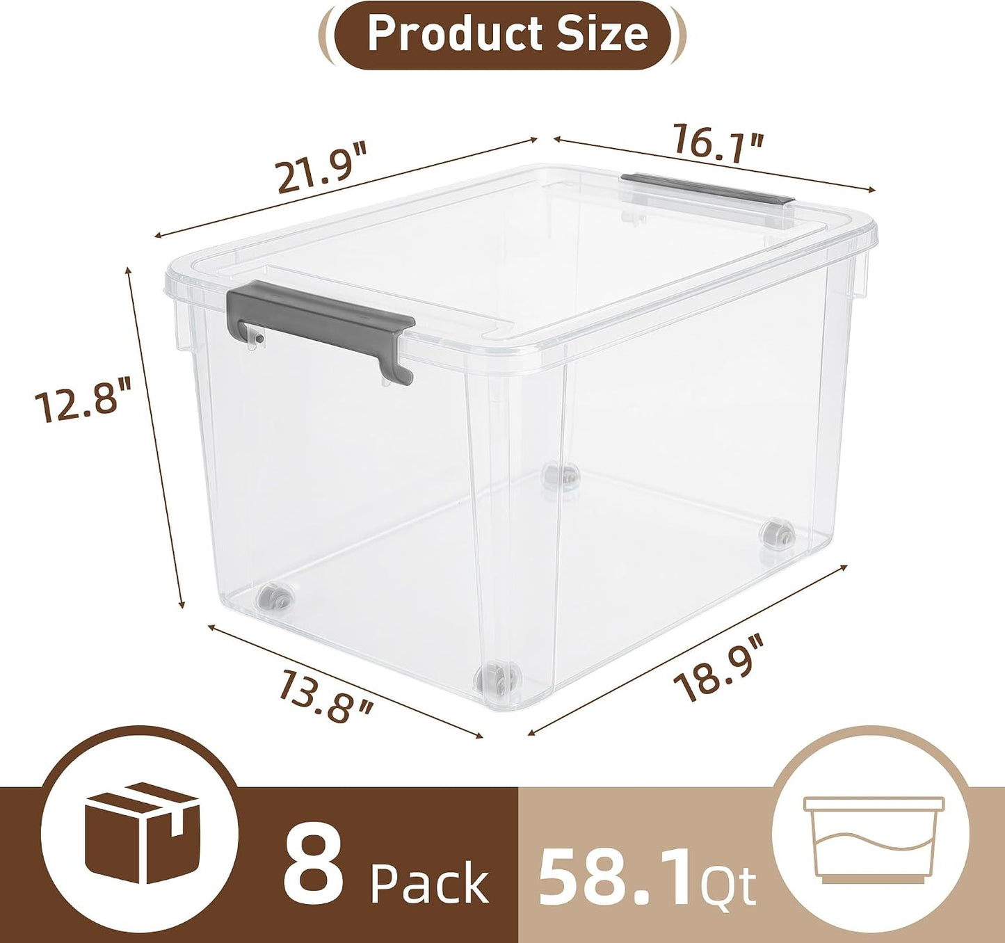 Citylife 57 QT Plastic Storage Bins with Double-Opening Lids, Storage Containers for Organizing, Large Clear Storage Box for Closet, Blankets, 2 Packs