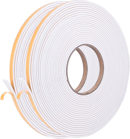 Self Adhesive Foam Tape Weatherstrip 1/2in x 1/4in x 42Ft High Density Foam Insulation Strips Foam Seal Weather Stripping with Strong Adhesive for Door and Window Sound Isolation Soundproofing, White
