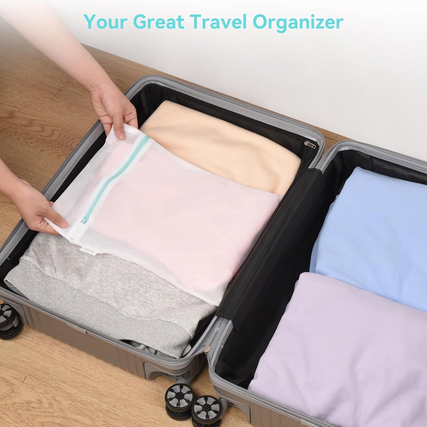 OTraki Large Mesh Laundry Bags 28x35 inch Zipper Mesh Lingerie Bags for Washing Delicates Net Laundry Mesh Bag Machine Washable for Dorm Hotel Camp Don't Drying, Melting 140-176℉, White