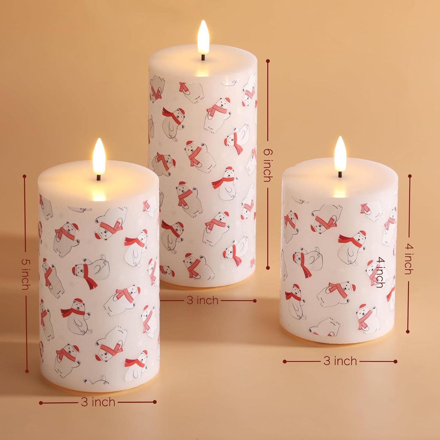 Eywamage White Real Wax Flameless Pillar Candles with Remote, Flickering Flat Top LED Battery Candles Set of 3