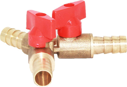 Joywayus 3/8" ID Hose Barb, Y Shaped Type 3 Way Brass Shut Off Ball Valve Fitting Large Flow Upgraded Version