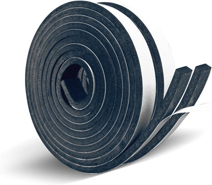 Black Foam Insulation Tape with Self-Adhesive Backing,Closed Cell Foam Weatherstripping 1/2 inch Wide x 3/8 inch Thick,Soundproofing Door Weather Seal Strip for Door and AC Window Seal,High Denisty