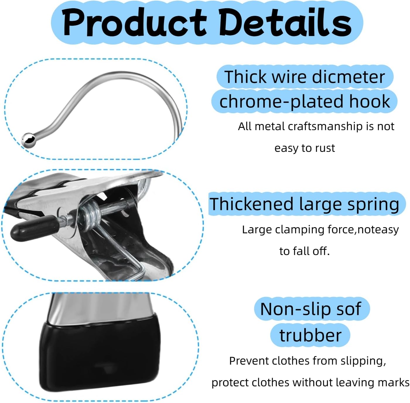 100 Pack Heavy Duty Boot Hanger Clips, Stainless Steel Laundry Hooks with Silicone Clip for Hanging Boots, Pants, Socks, Towels - Space Saving Closet Organizer for Travel & Home