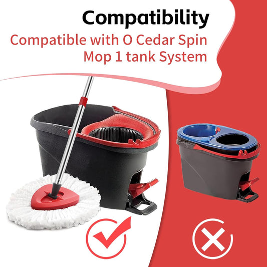 ANREKEYH Spin Mop Replace Head, Base, Handle Compatible with O Cedar EasyWring Microfiber Spin Mop, 2 Mop Refills Replacement Heads, 30-58in Mop Handle and 1 Mop Base Combo Set (White (1-Tank System))