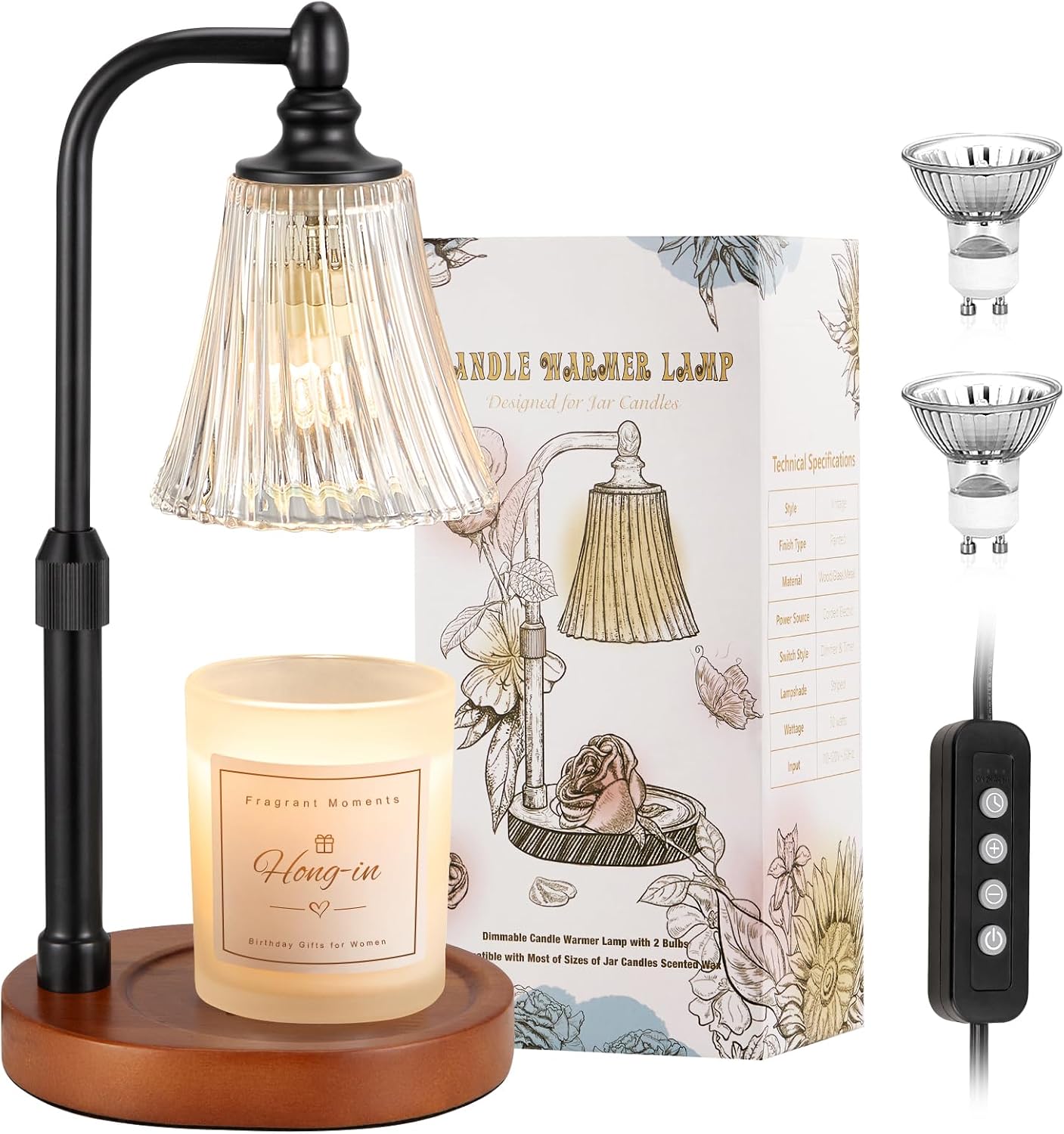 Candle Warmer Lamp with Timer Dimmable,Birthday Gifts for Women Mom Sister,Adjustable Height Wax Melt Warmer for Jar Candles,House Warming Gifts New Home,Ideal for Office,Dorm,Bedroom Home Decor