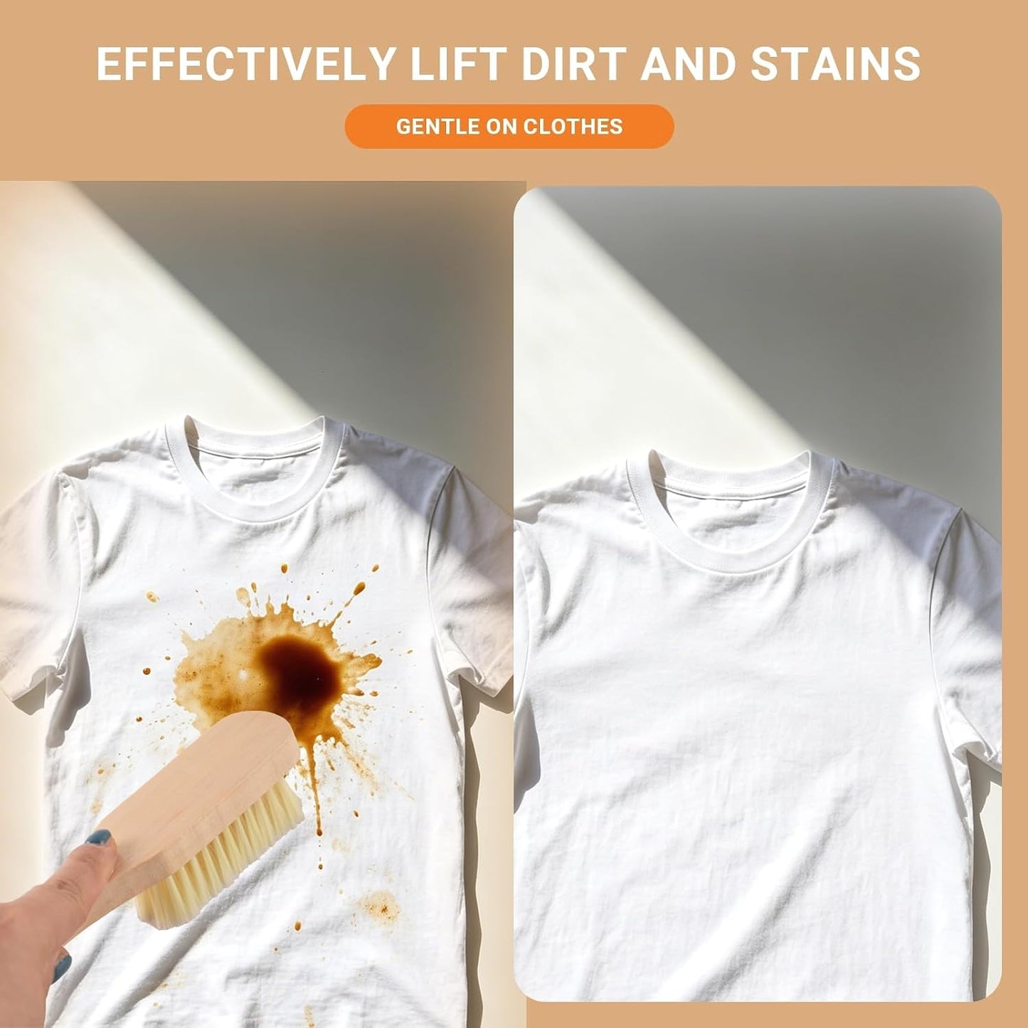 6-Piece Soft Bristle Laundry Brushes - Stain Remover for Clothes & Sneakers | Extended handle design, clean without bending over, with a hanging hole design, draining and storage are more convenient