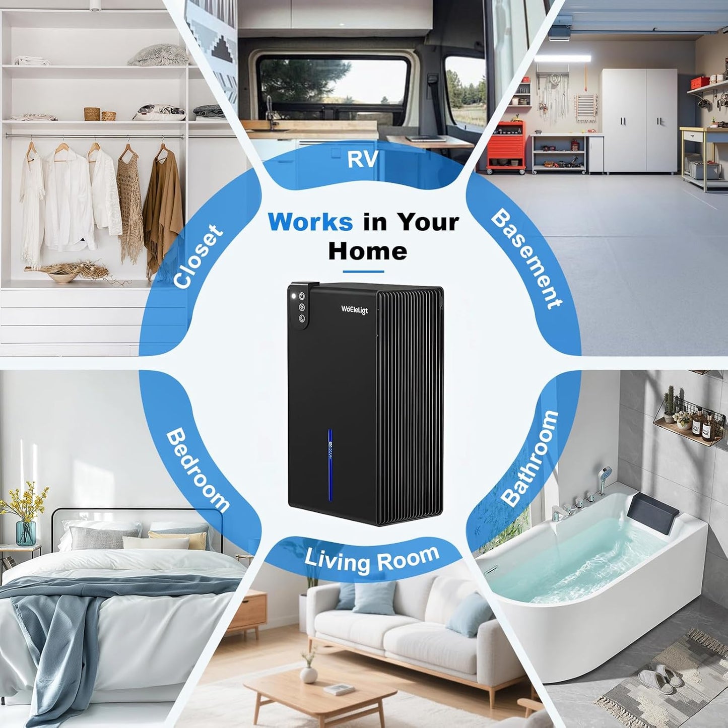 98 OZ Small Dehumidifier for Home 1000 Sq Ft, Quiet Dehumidifier with Drain Hose, Auto Shut-Off, Sleep Mode, 7-Color Light for Basement, Bedroom, Bathroom, Closet, RV (Sliver White)