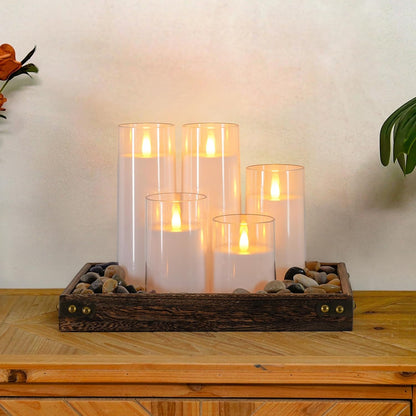 Homemory Realistic Flickering Battery Operated Candles, LED Fake Electric Candle with Remote Control and Timer, Flameless Candles for Home, Christmas Decoration, White, Set of 3