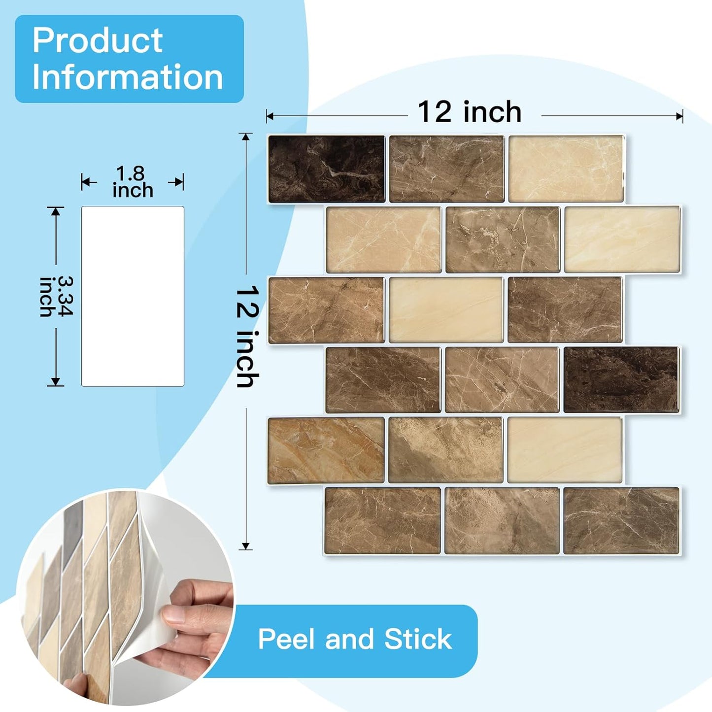 Art3d Peel and Stick Backsplash for Kitchen White Subway (10 Tiles, Thicker Design)