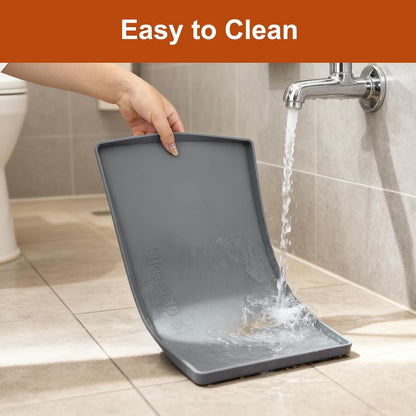 ukeetap Extra Thick Silicone Mat Waterproof with Raised Edge 19” x 12”, BPA Free Non-Slip Dog & Cat Food Mat, Feeding Mat for Food and Water Bowls, Spill Proof Mat to Protect Floors, Black