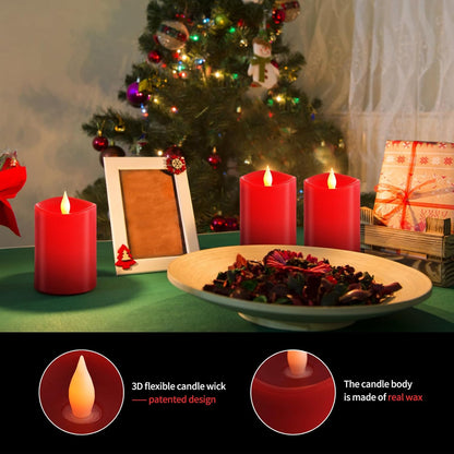 3x3 Flickering Flameless Candles Set of 2, 2AA Battery Life 600 Hours Battery Candles Flickering with Timer,3 inch Flameless Candles with Remote for Indoor/Outdoor, Ivory