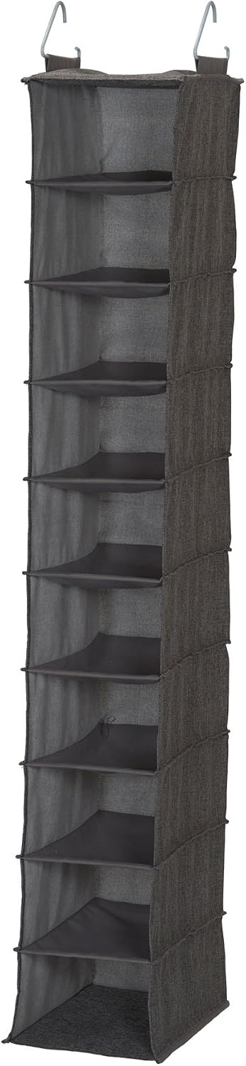 Household Essentials 311322 Hanging Shoe Storage Organizer for Closets |10 Pocket Shelves | Natural Canvas