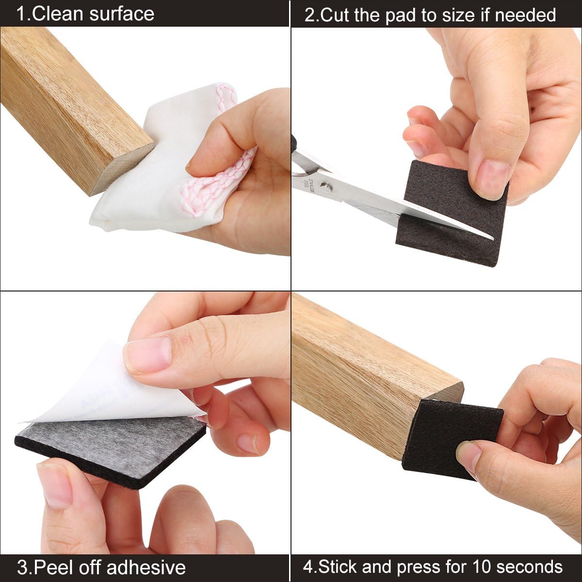 Felt Furniture Pads 300 Pieces, Furniture Pads for Hardwood Floors, Felt Pads for Chair Legs Furniture, Floor Protectors for Furniture Black