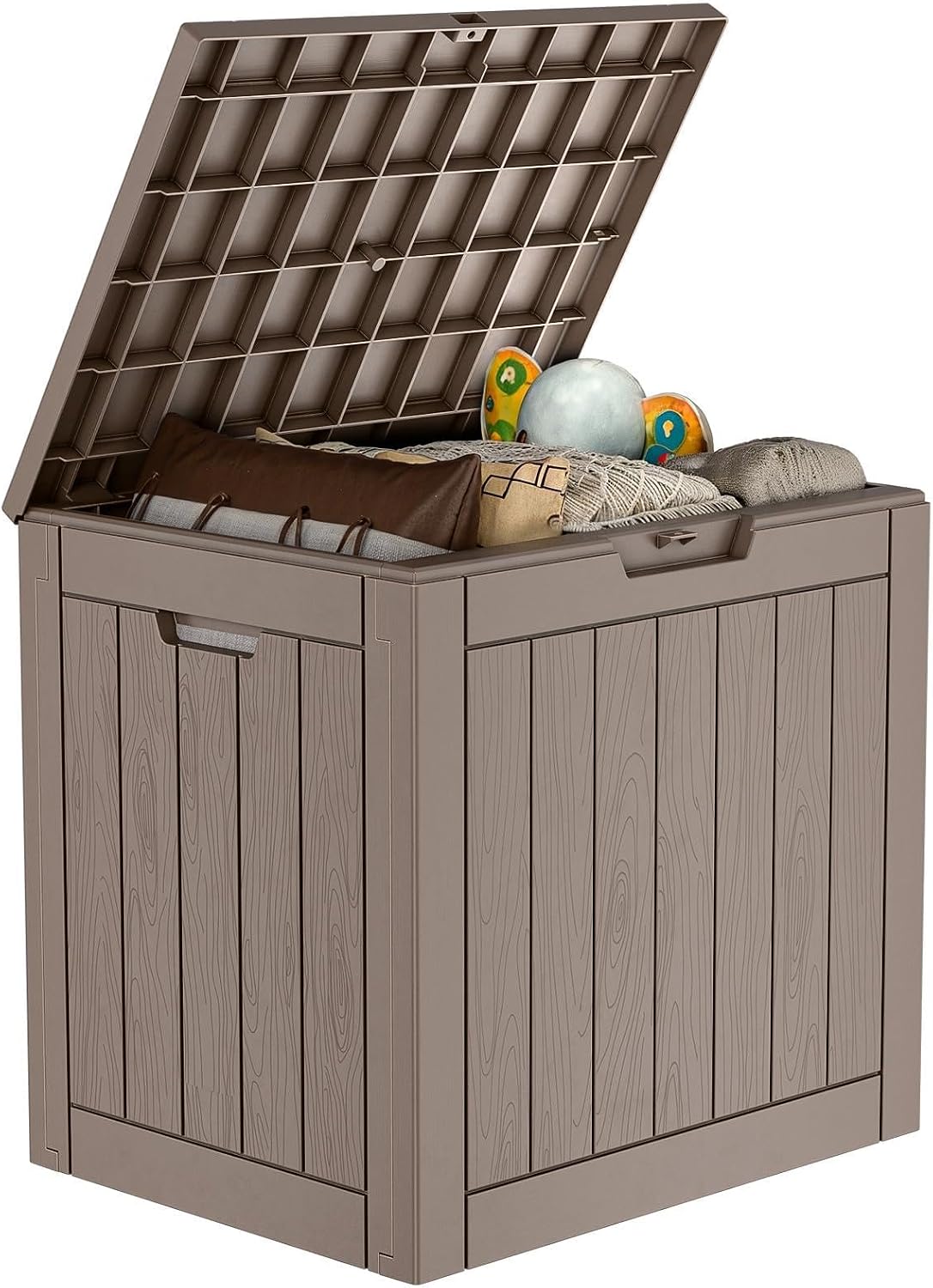 PatioZen 50 Gallon Deck Box Outdoor, Weatherproof Resin Patio Storage Box, Waterproof Outdoor Storage Boxes with Lid Lockable for Cushions, Garden Tools,Grey