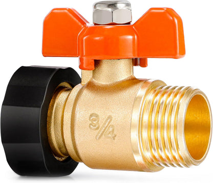 Garden Hose Splitter 3/4" GHT Full Flow 2 Way Brass Hose Splitter Heavy Duty All Metal Hose Y Splitter with Shutoff Outdoor Faucet Water Hose Splitter Y Valve Tap Adapter for Outdoor Garden