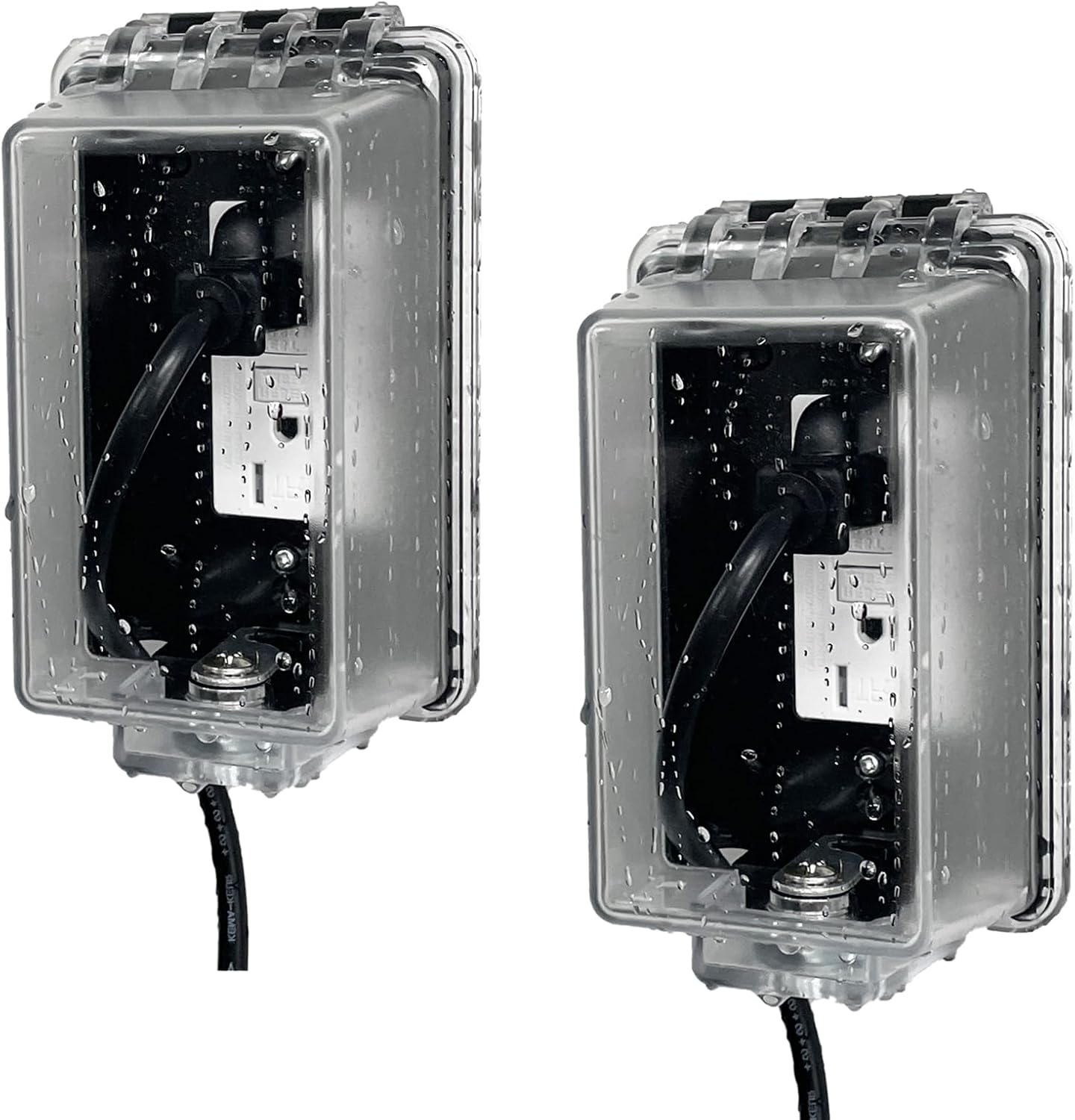 Locking Weatherproof Outlet Cover, Clear in-Use Box | Outdoor plug lock box, child-resistant outlet protection, fits plugs up to 2.6" H x 2.5" W