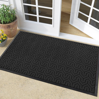 Yimobra Front Door Mat Outside Entrance 29.5x17, Waterproof Heavy Duty Outdoor Mats for Front Door, Non Slip Rubber Entry Mat for Garage Patio Indoor, Grey