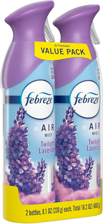 Febreze Air Mist, Air Freshener Spray, Odor Fighting Room Spray, Deodorizer for Home Bathroom Kitchen Office Apartment Dorm Room Classroom, Linen & Sky Scent, 8.1oz (Pack of 2)