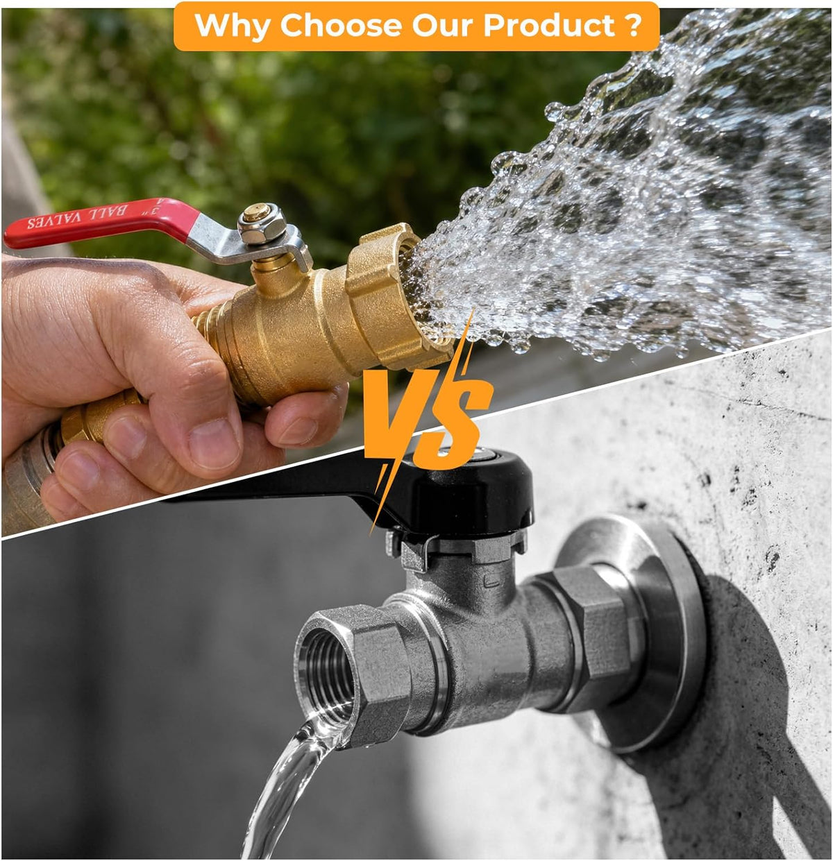 Garden Water Hose Splitter - RV Water Splitter 2 Way Heavy Duty Brass Spigot Hose Splitter - Outdoor Y Hose Bib 2 Valves with 2 Extra Rubber Washers for 3/4" Hose Connector (Blue)