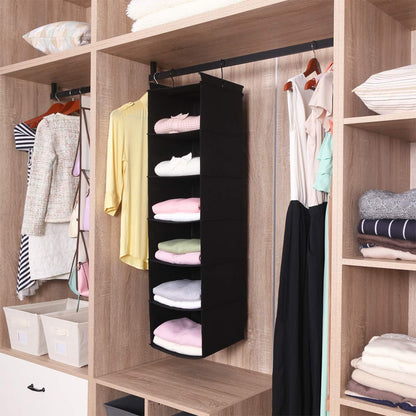 MAX Houser 6 Tier Shelf Hanging Closet Organizer, Closet Hanging Shelf with 2 Sturdy Hooks for Storage, Foldable (Grey)